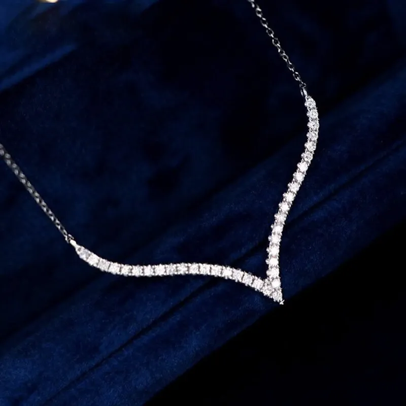 0.3Ct Natural Marquise Diamond 18K White Gold Four Leaf Clavicle Necklace Ultra Luxury Party Fine Jewelry Girl Birthday Gif