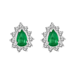 0.70cttw Diamond and Emerald Earrings in 14k Gold