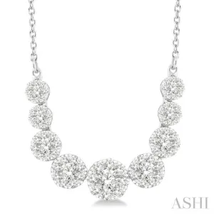 1 Ctw Round Cut Lovebright Diamond Necklace in 14K White Gold