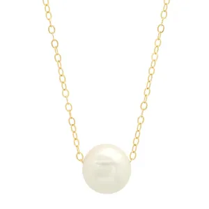 10-11mm White Freshwater Cultured Pearl Pendant 14kt Yellow Gold