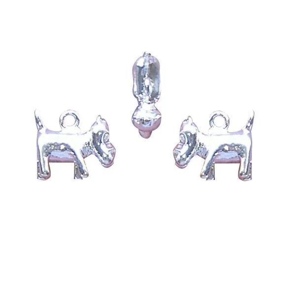 10 Pcs Silver Plated Terrier Scotty Dog 14X17mm 3D Charms Pendants