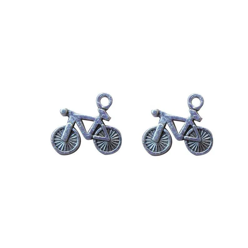 10 Pcs Tibetan Silver Bicycle Peddle Mountain Bike 3D 14mm x  16mm Charms Pendants