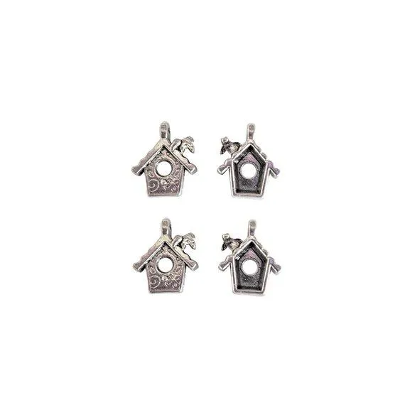 10 Pcs Tibetan Silver Bird House Garden Nesting Box 15mm x 13mm Charms Pendants