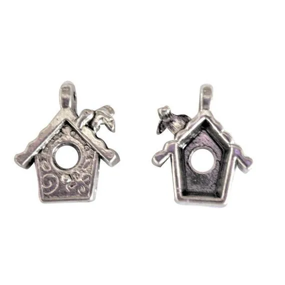 10 Pcs Tibetan Silver Bird House Garden Nesting Box 15mm x 13mm Charms Pendants