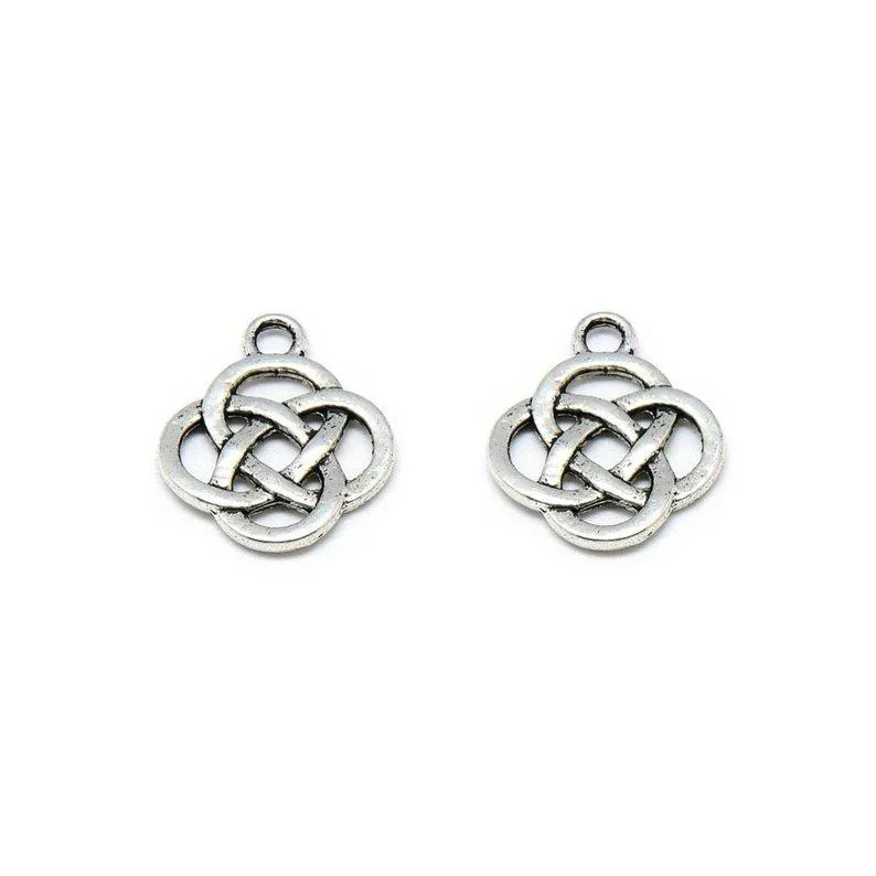 10 Pcs Tibetan Silver Celtic Pagan Knot 3D 19mm x 16mm Charms Pendants