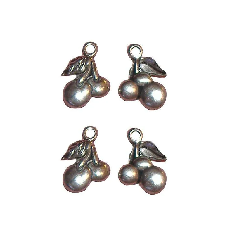 10 Pcs Tibetan Silver Cherry Fruit Food 18X14mm 3D Charms Pendants