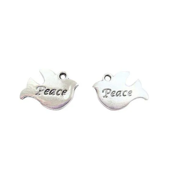 10 Pcs Tibetan Silver Dove Of Peace Christmas Bird 15mm x 20mm Charms Pendants