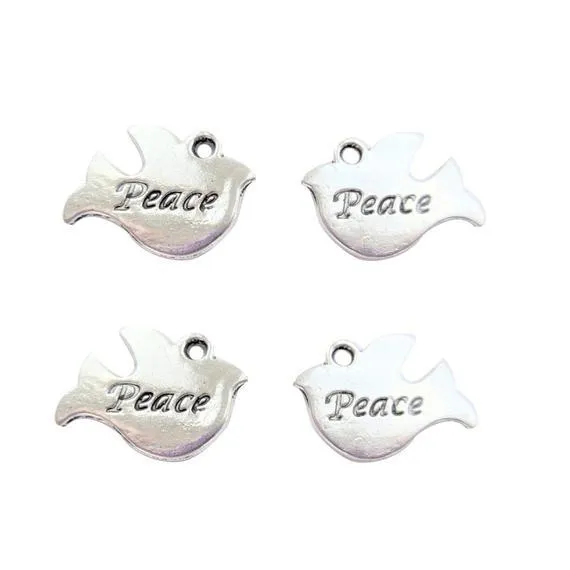 10 Pcs Tibetan Silver Dove Of Peace Christmas Bird 15mm x 20mm Charms Pendants