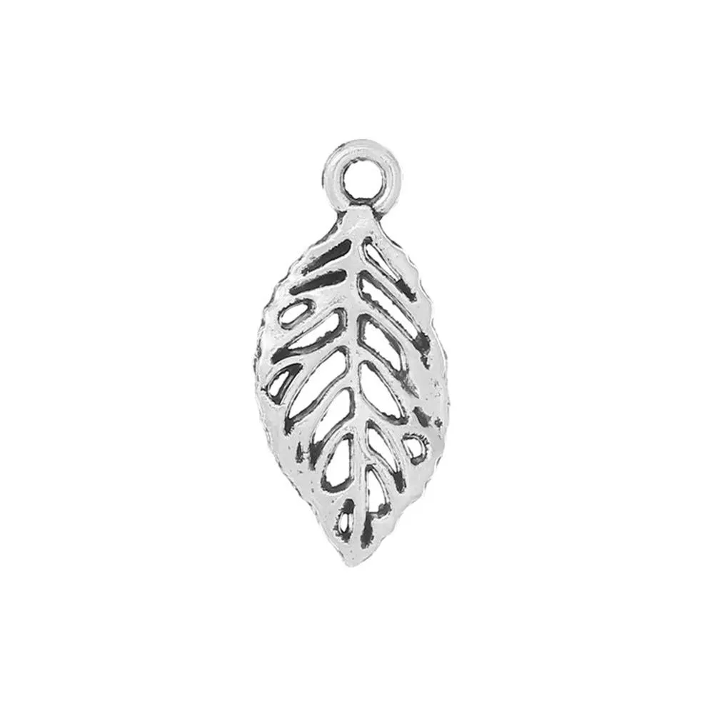 10 Pcs Tibetan Silver LEAF HOLLOW 20mm x 9mm Charms Pendants, Lead & Nickel Free Metal Charms Pendants Beads