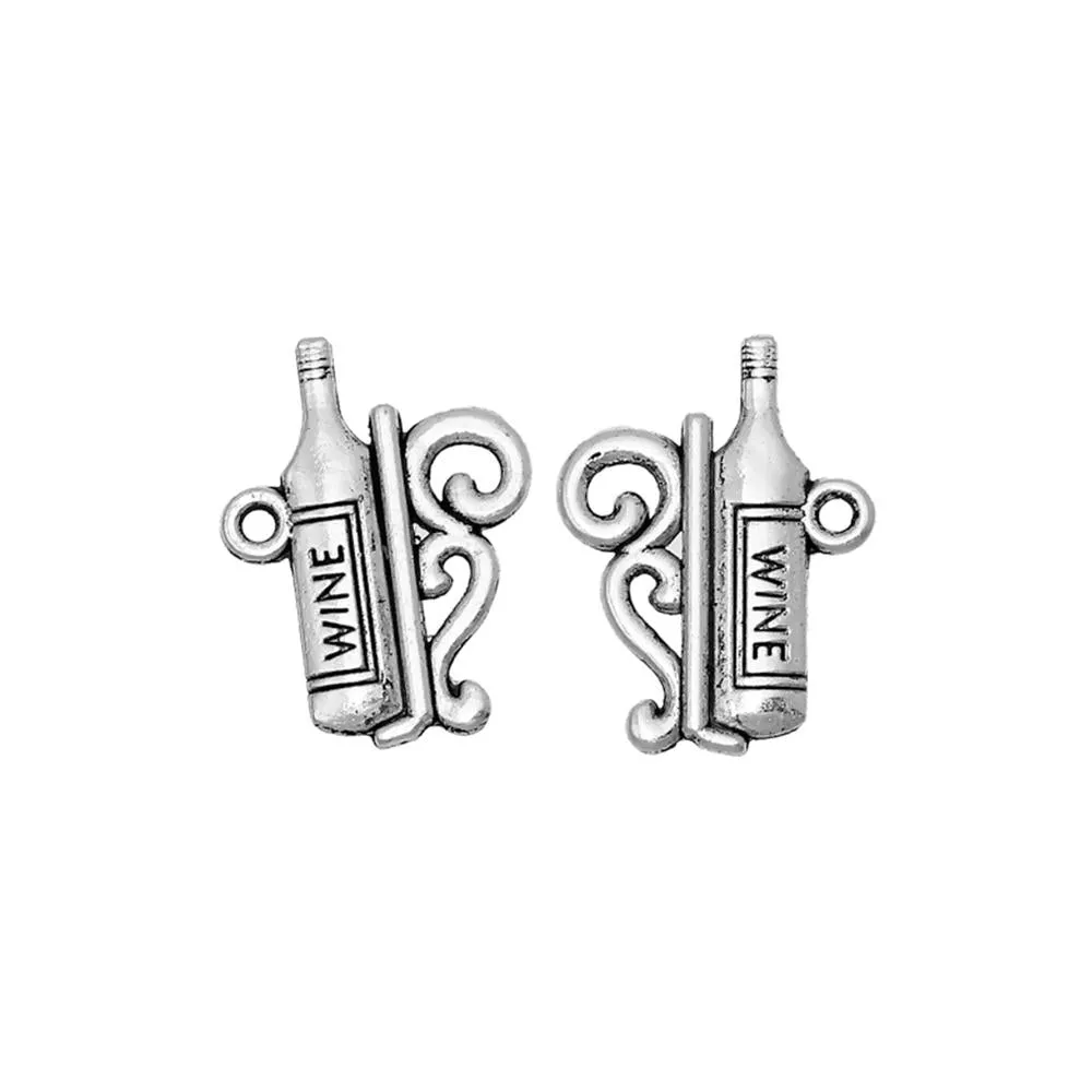 10 Pcs Tibetan Silver "WINE" ON STAND 22mm x 17mm Charms Pendants, Lead & Nickel Free Metal Charms Pendants Beads