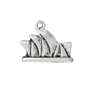 10 Pcs Tibetan Silver SYDNEY OPERA HOUSE 19mm x 15mm Charms Pendants, Lead & Nickel Free Metal Charms Pendants Beads