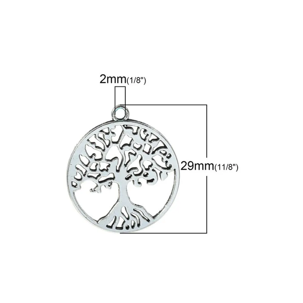 10 Pcs Tibetan Silver TREE CARVED HOLLOW 29mm x 25mm Charms Pendants, Lead & Nickel Free Metal Charms Pendants Beads