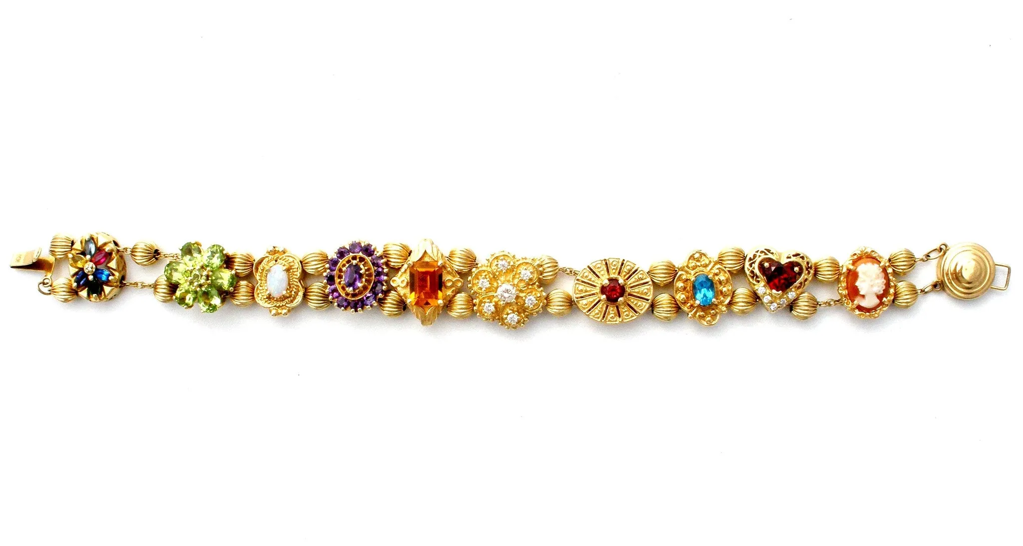 10K 14K Gold Gemstone Slide Bracelet Vintage