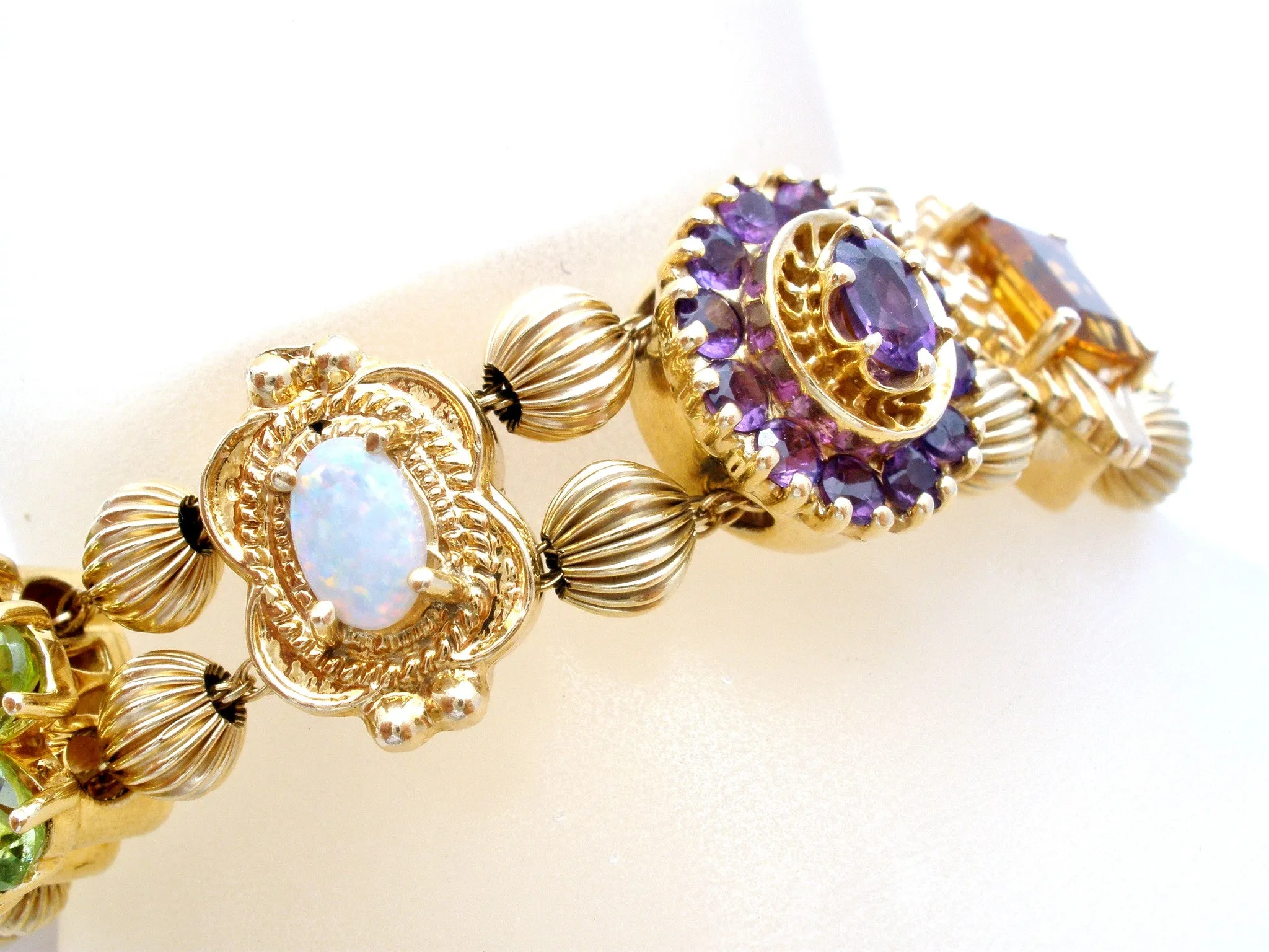 10K 14K Gold Gemstone Slide Bracelet Vintage