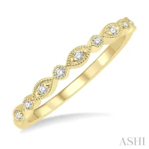 1/10 Ctw Marquise & Circular Mount Round Cut Diamond Stackable Band in 14K Yellow Gold