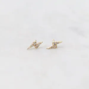 14k Diamond Lightning Bolt Post Earrings