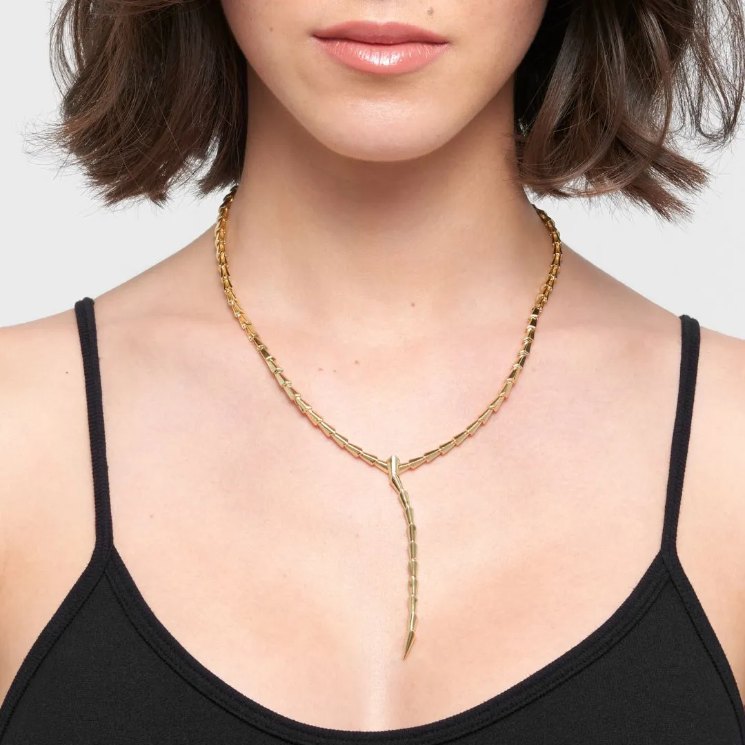 14k Gold Plated Adjustable Serpent Lariat Y-Necklace