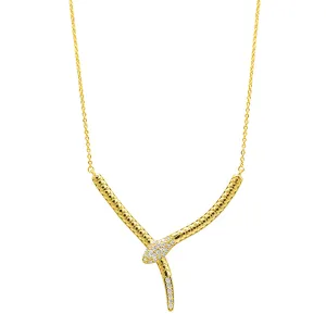 14K Gold Plated Crystal Wrap Snake Necklace