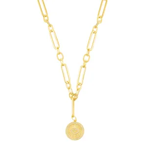 14k Gold Plated CZ Evil Eye Mixed Link Y-Necklace