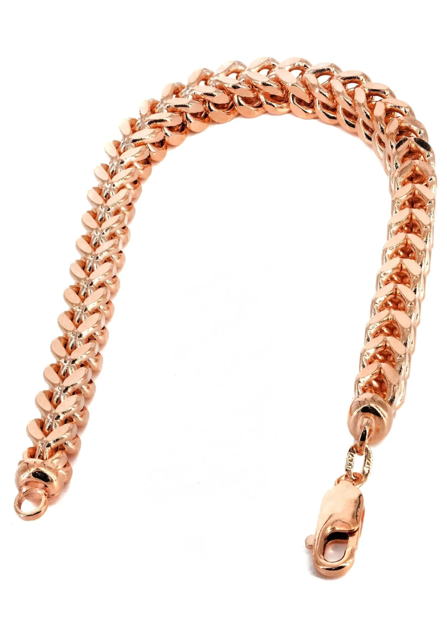 14K Rose Gold Bracelet Semi Solid  Franco