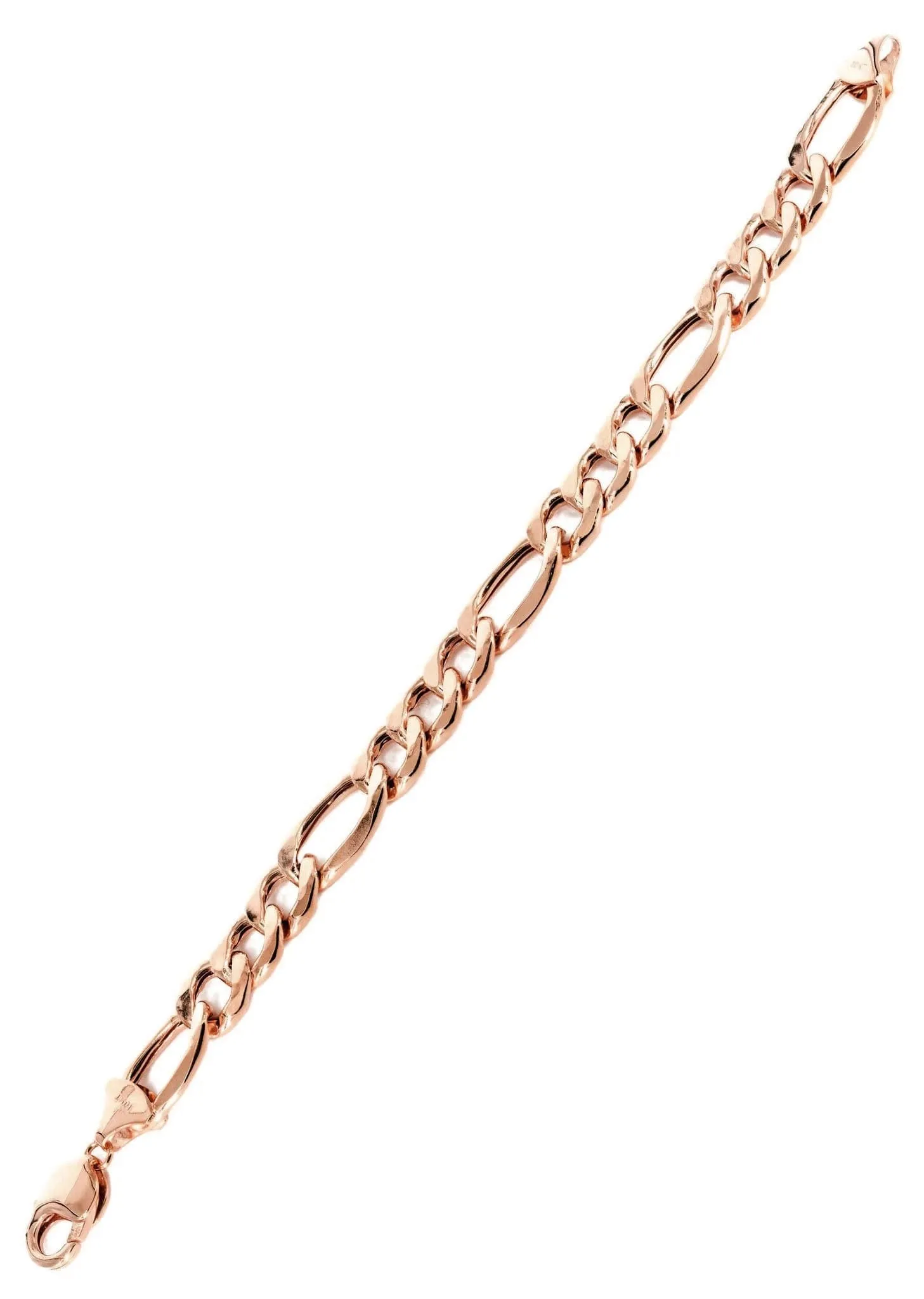 14K Rose Gold Bracelet Solid Figaro