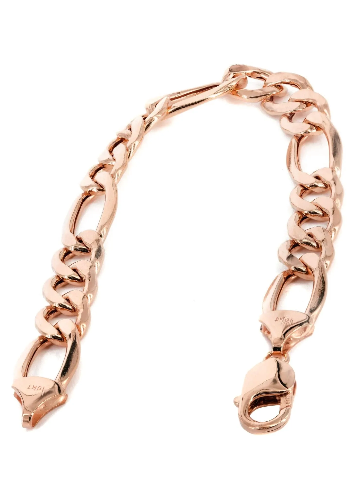 14K Rose Gold Bracelet Solid Figaro