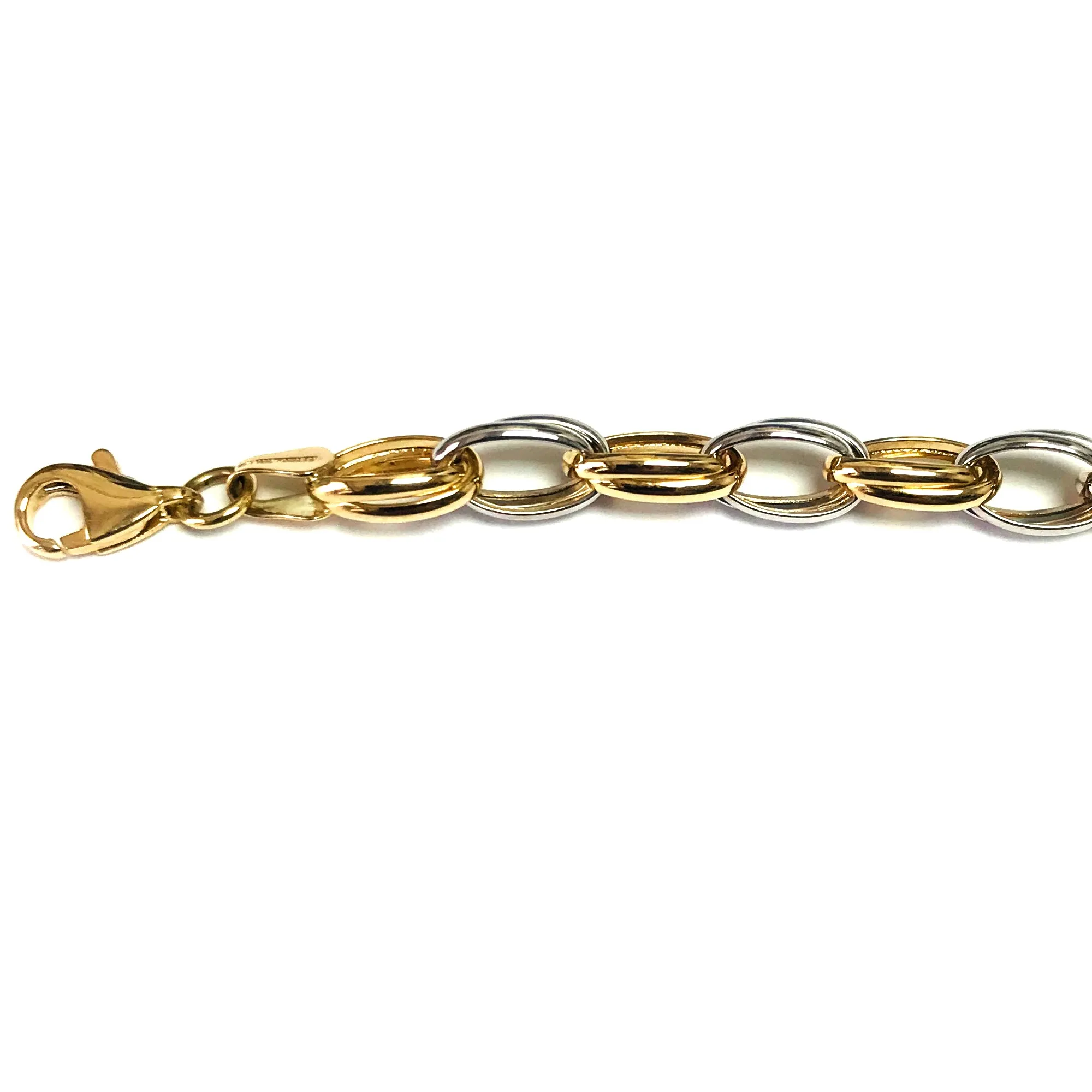 14k Yellow And White Gold Oval Links Bracelet, 7,25"