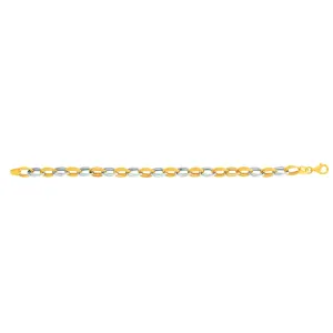 14k Yellow And White Gold Oval Links Bracelet, 7,25"