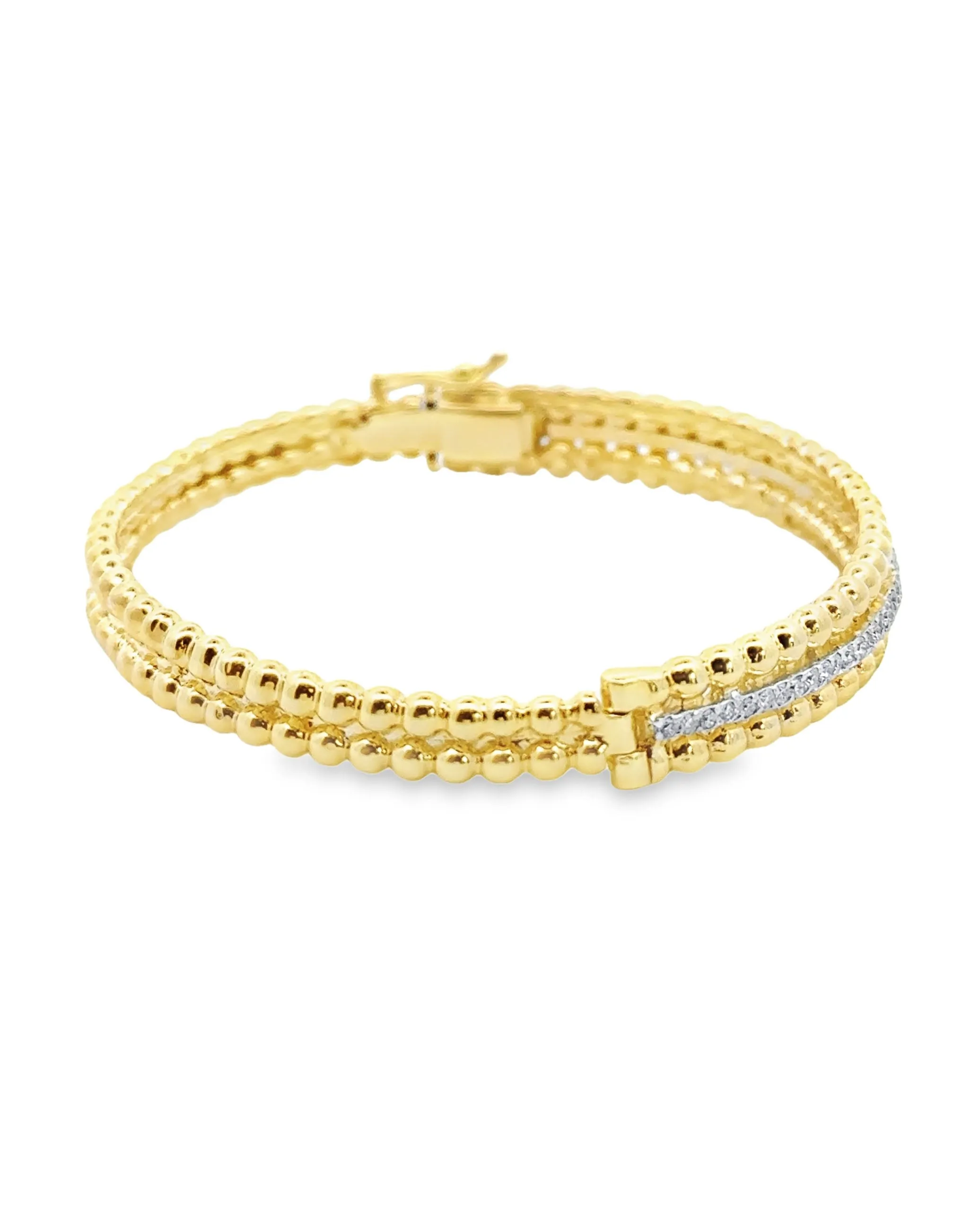 14K Yellow Gold Bangle Bracelet with Diamonds