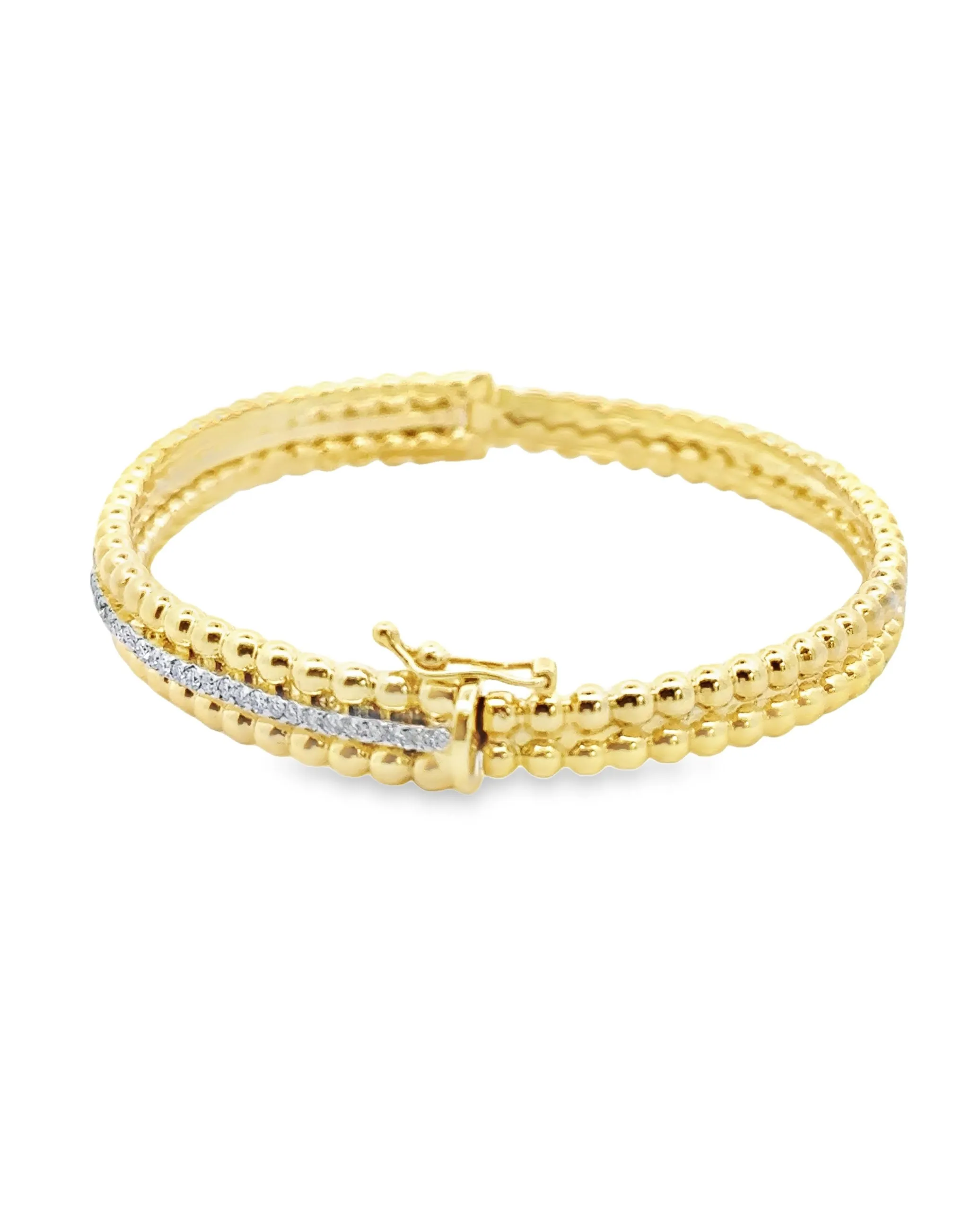 14K Yellow Gold Bangle Bracelet with Diamonds