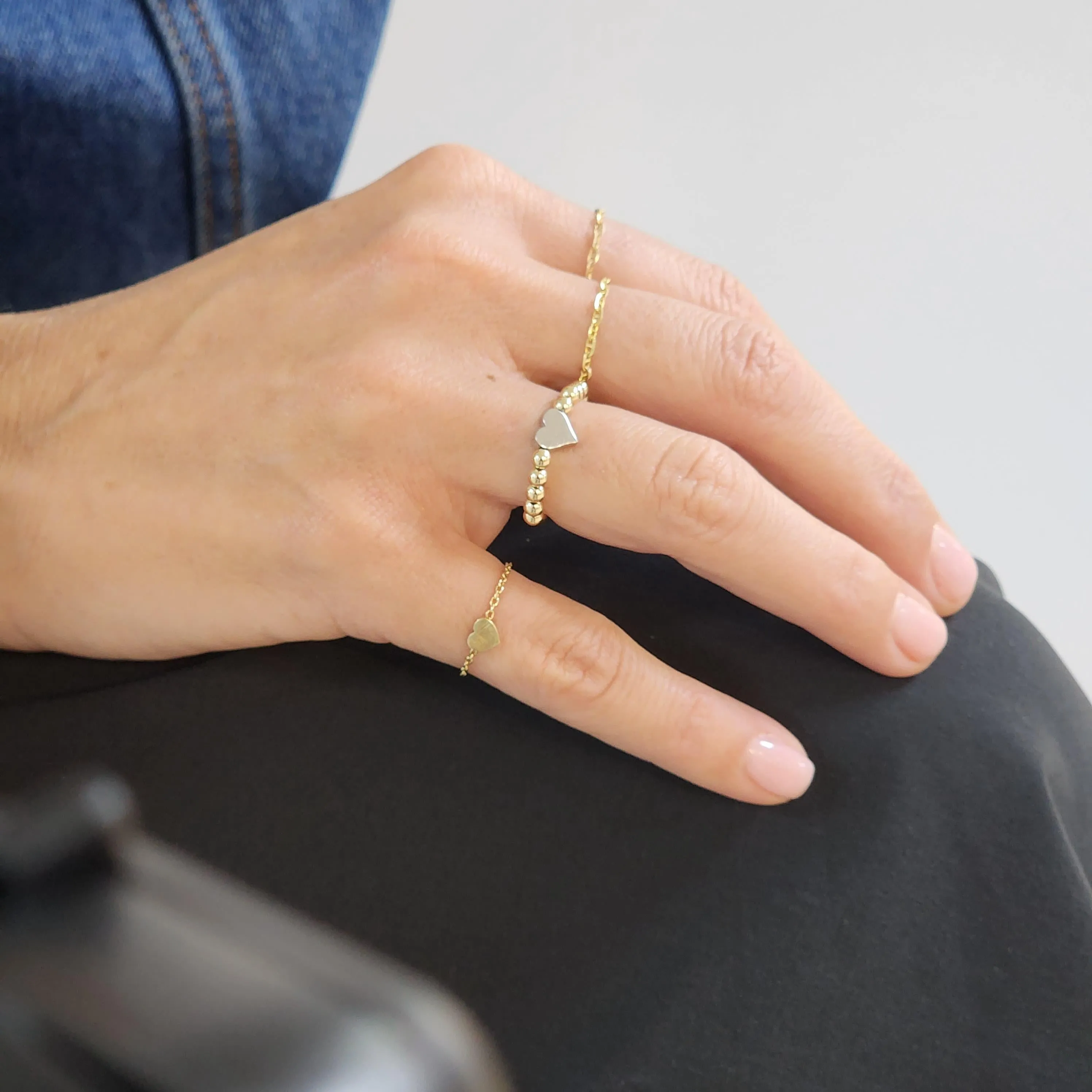 14kt 3mm Gold Filled Stacking Ring - Heart Pendant Ring