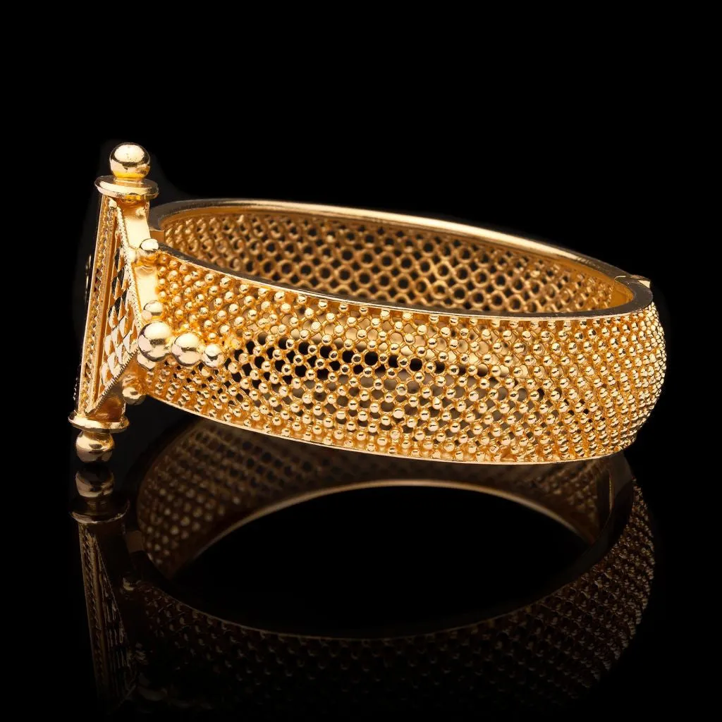 18Kt Yellow Gold Ornate Bangle Bracelet