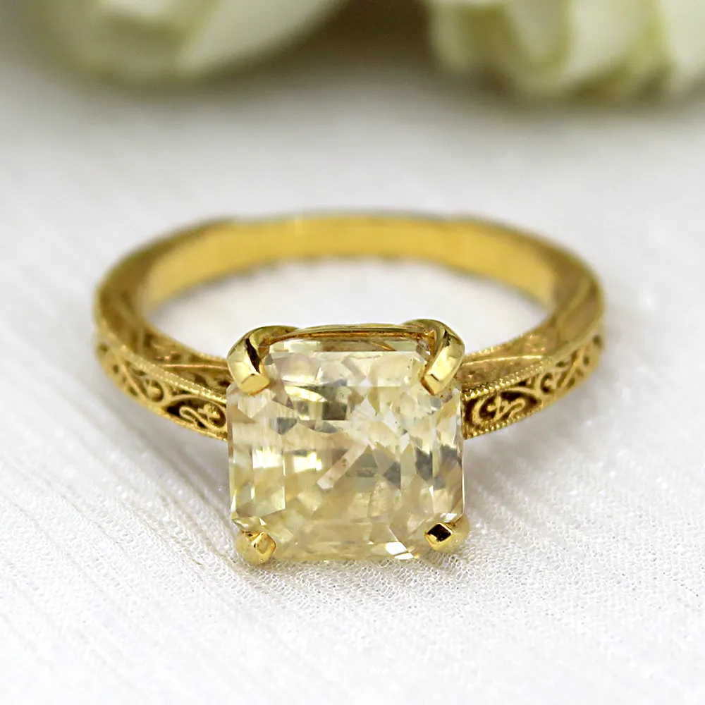 6ct Yellow Sapphire Designer Statement Ring