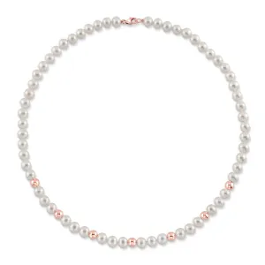 7.5-8.0mm White Freshwater and Rose Gold Cultured Pearl Corey Necklace