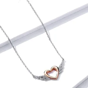 925 Sterling Silver Necklaces Charm Jewelry Heart with Wings BSN162