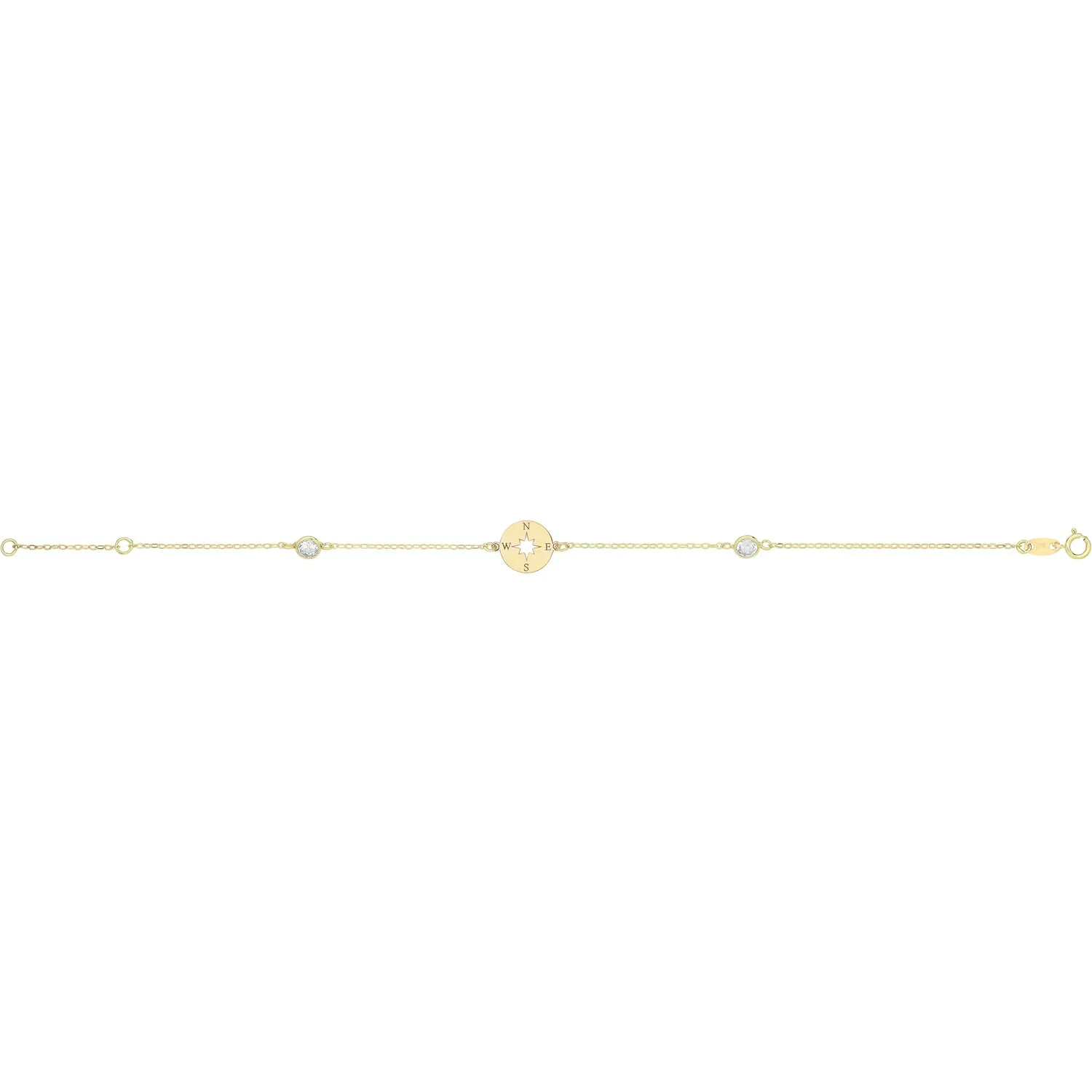 9CT GOLD COMPASS BRACELET WITH CZ