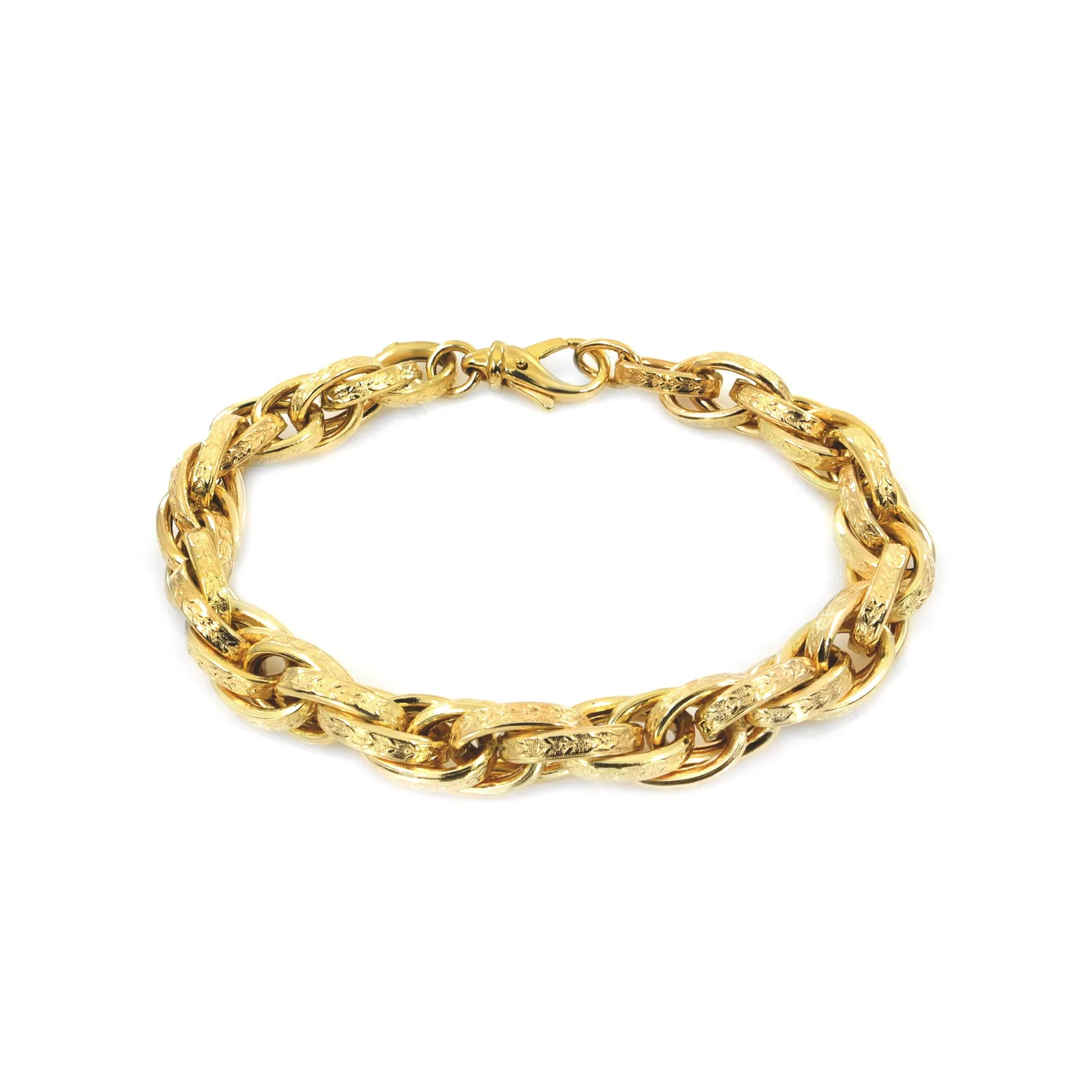 9K Yellow Gold Patterned Bracelet - 20724641