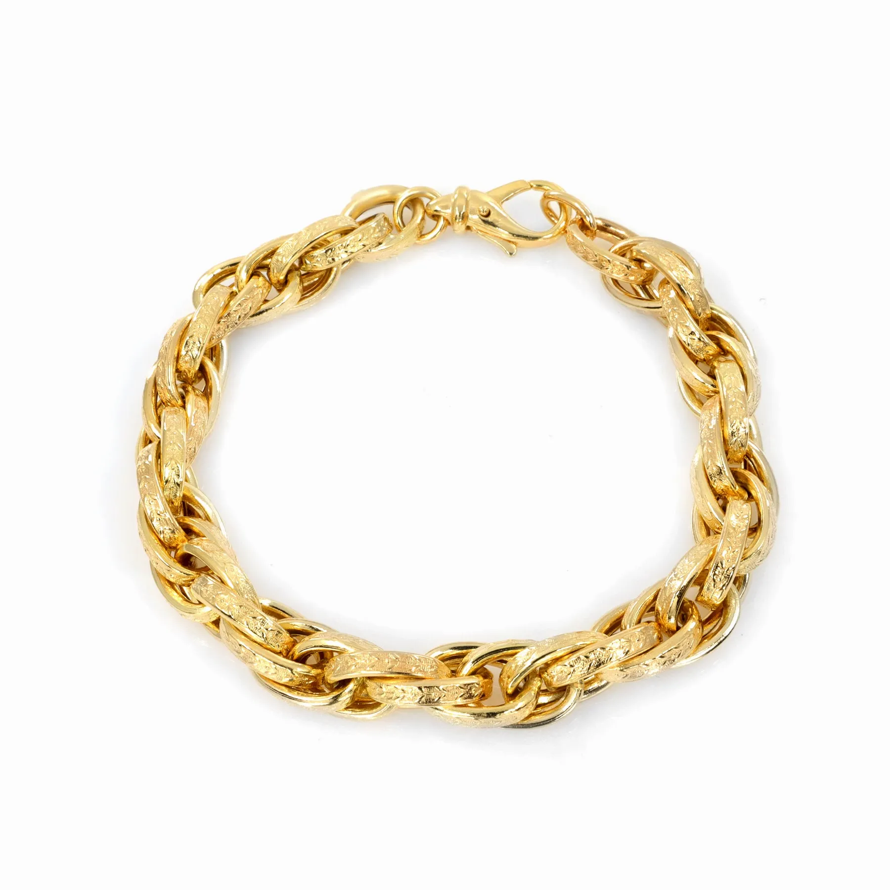 9K Yellow Gold Patterned Bracelet - 20724641