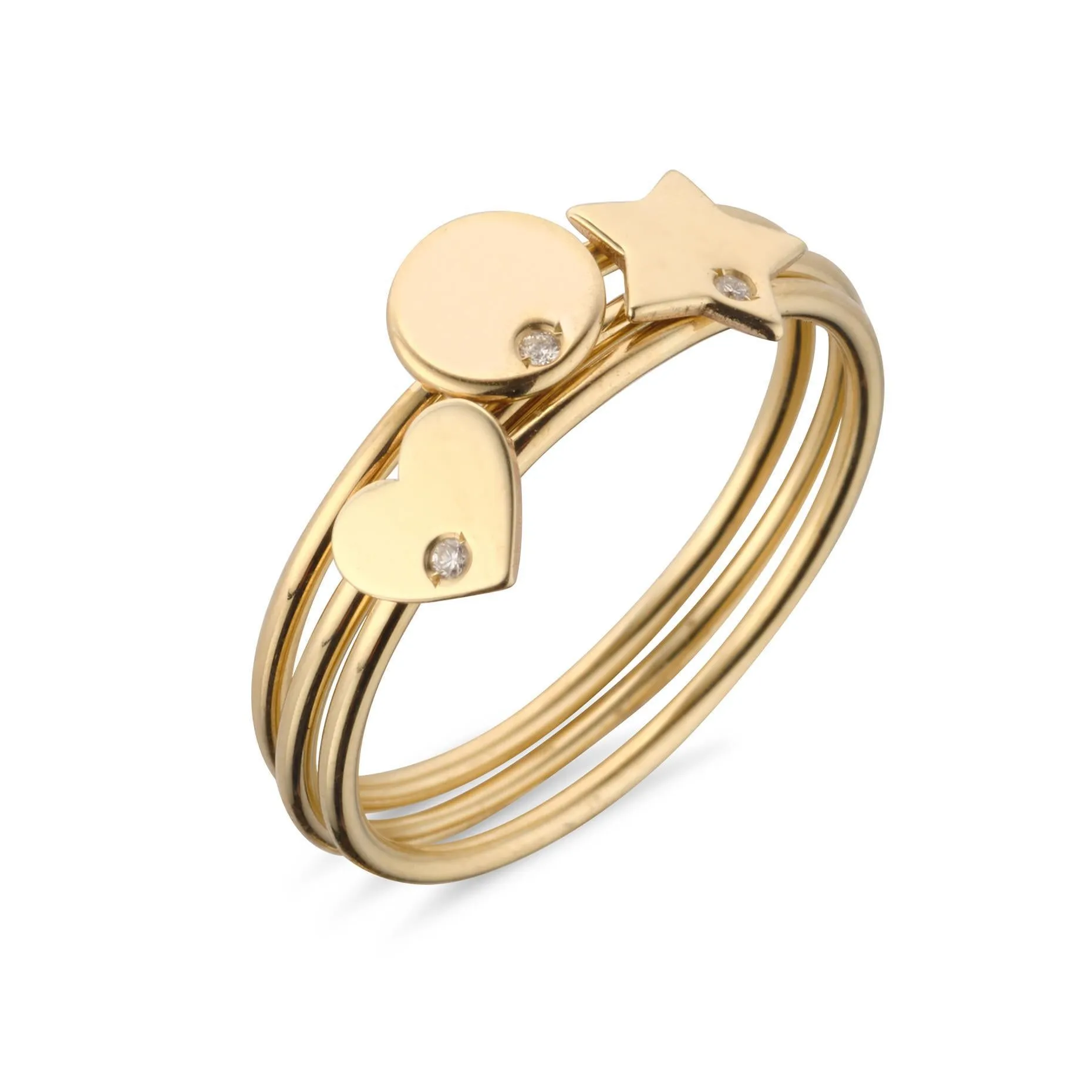 9kt Gold Disc with Single Diamond Ring