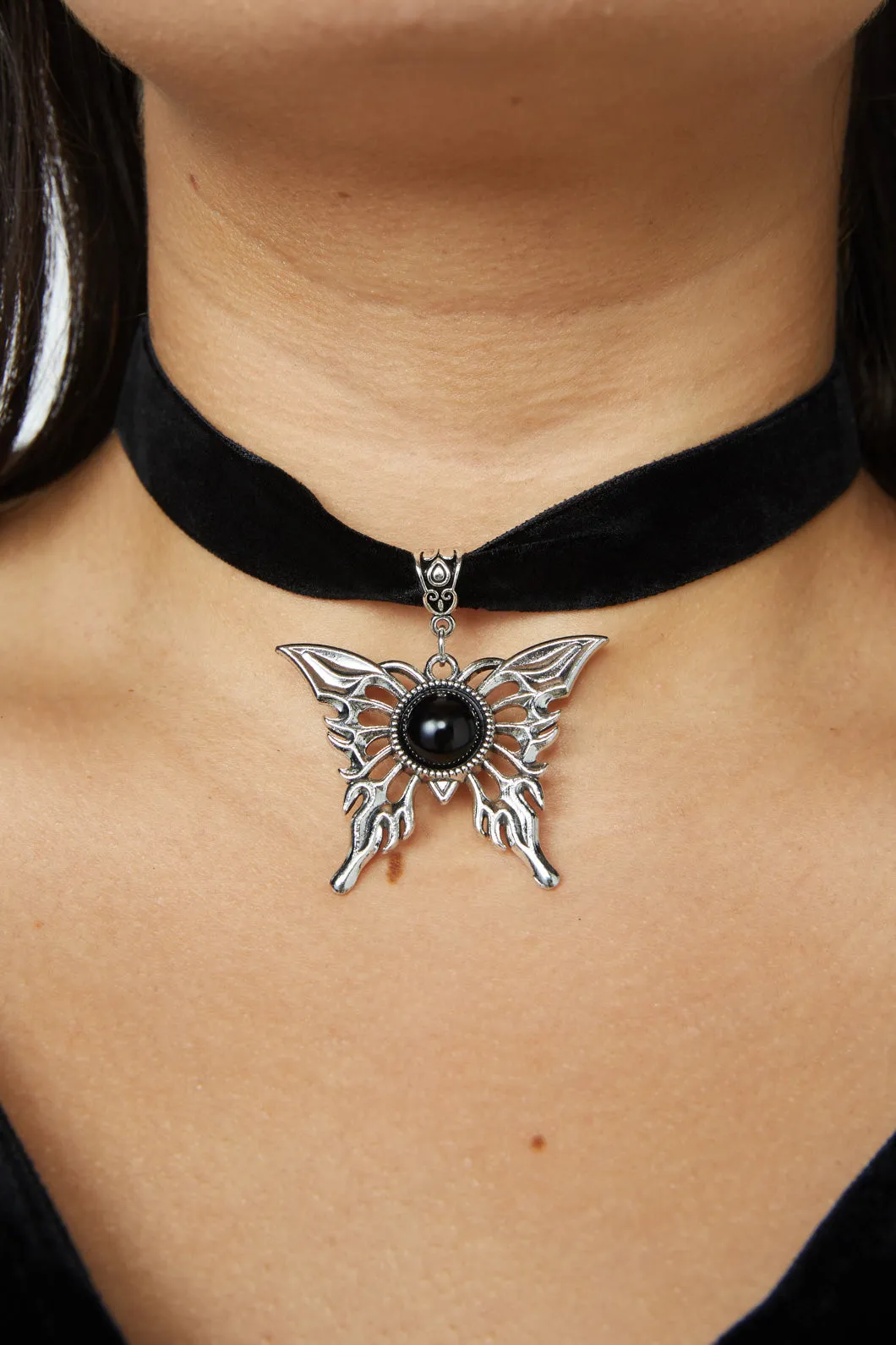 Abstract Butterfly Velvet Choker