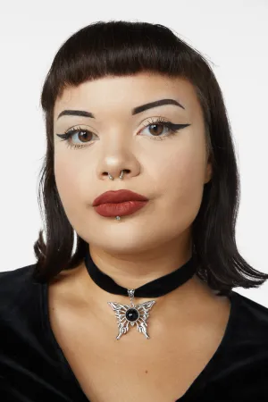 Abstract Butterfly Velvet Choker