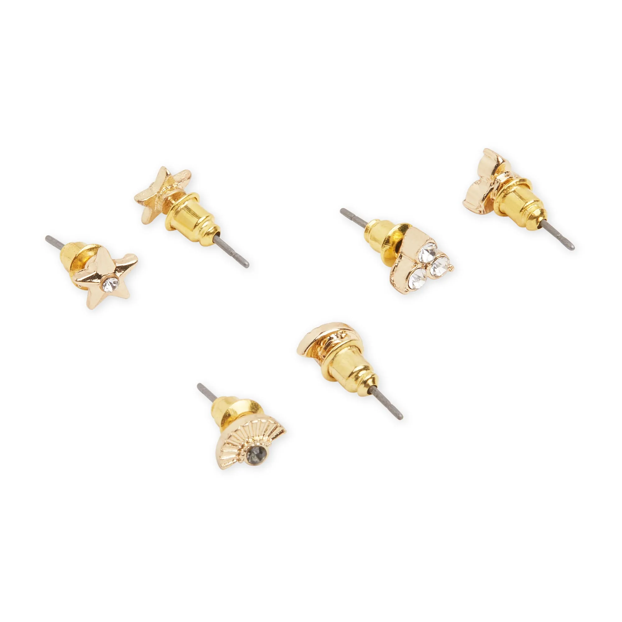 Accessorize London Women's Gold Reconnected Set of 10 Sparkle Stud Earring pack