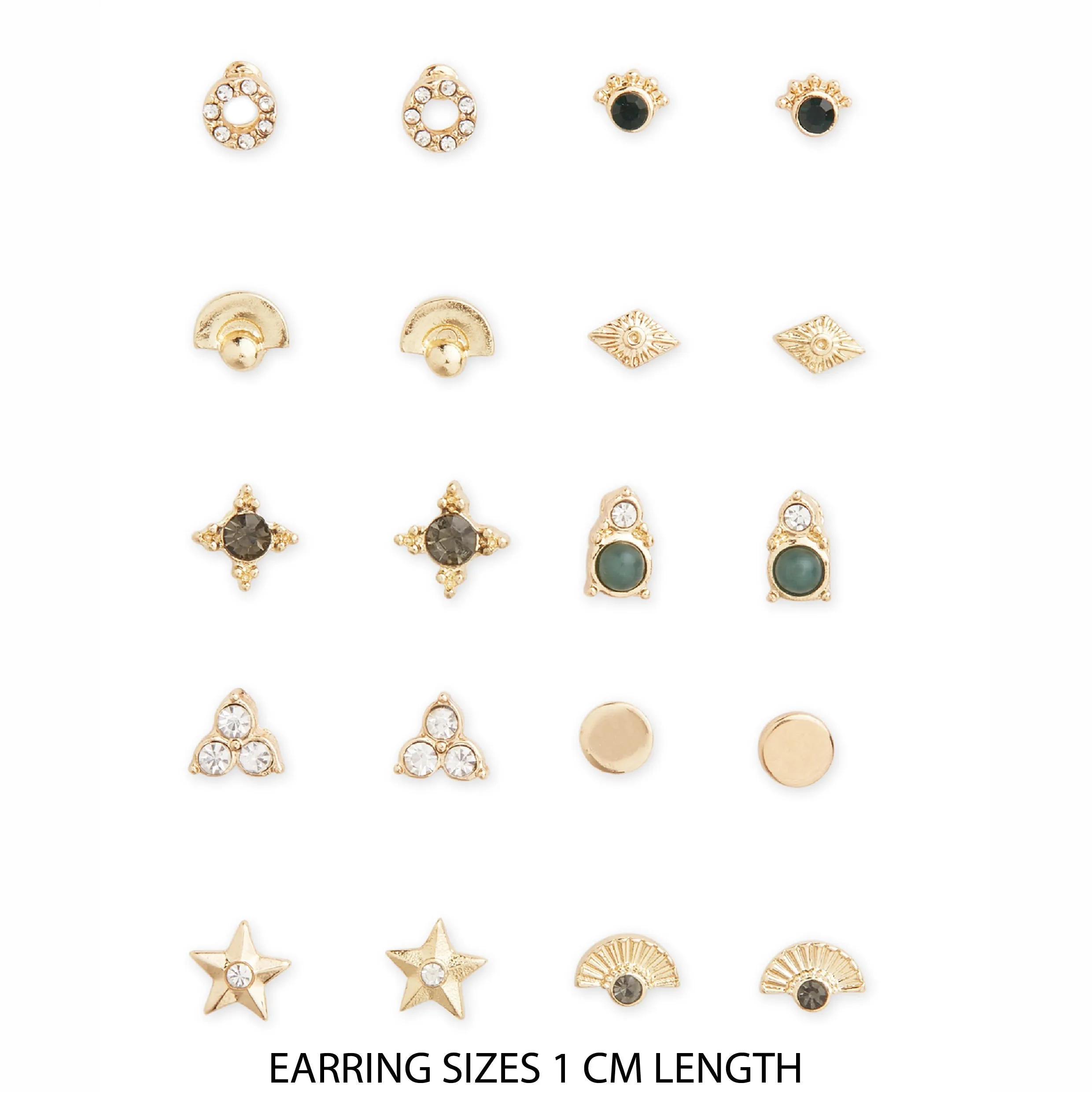 Accessorize London Women's Gold Reconnected Set of 10 Sparkle Stud Earring pack