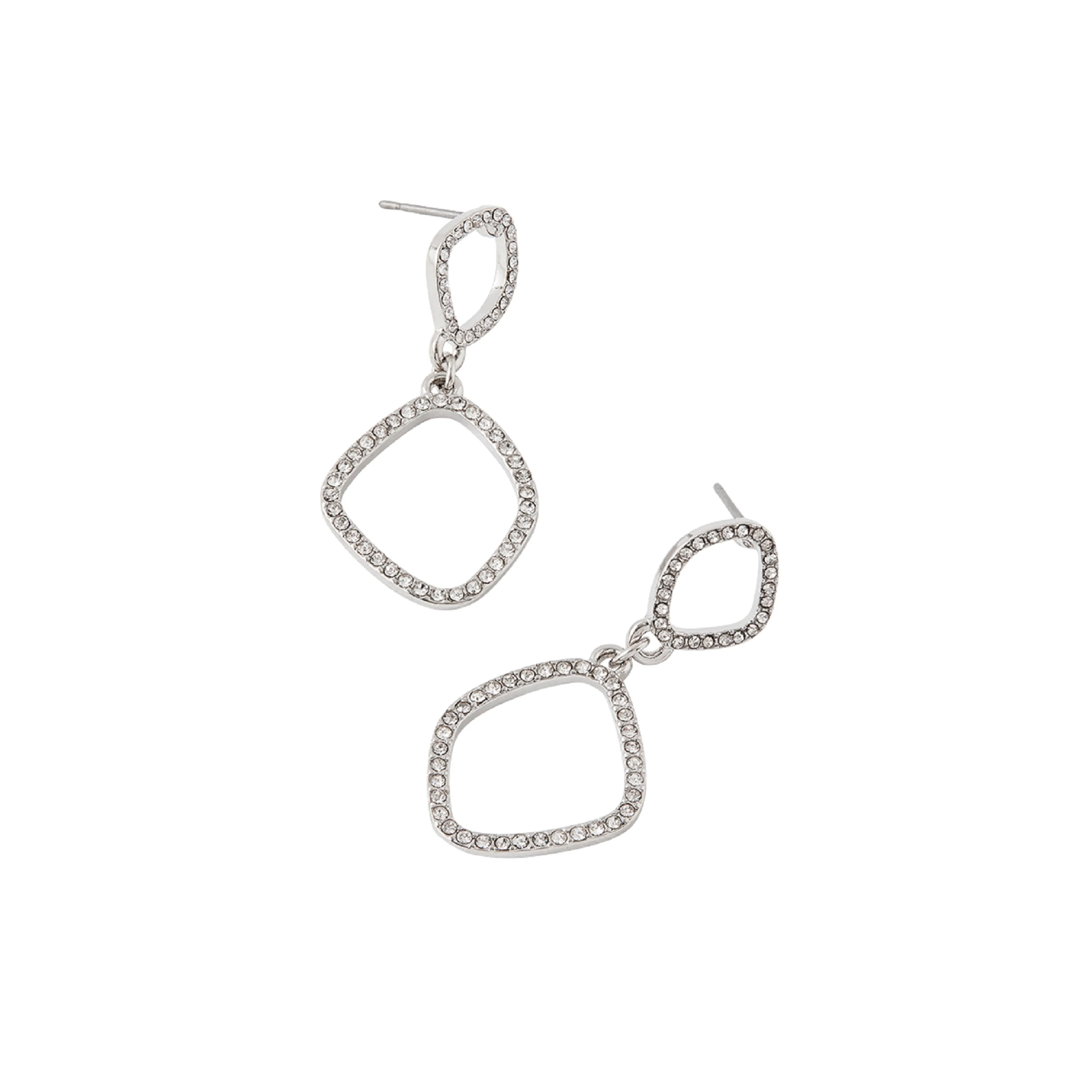 Accessorize London Women's Silver Pave Organic Short Drops Earring