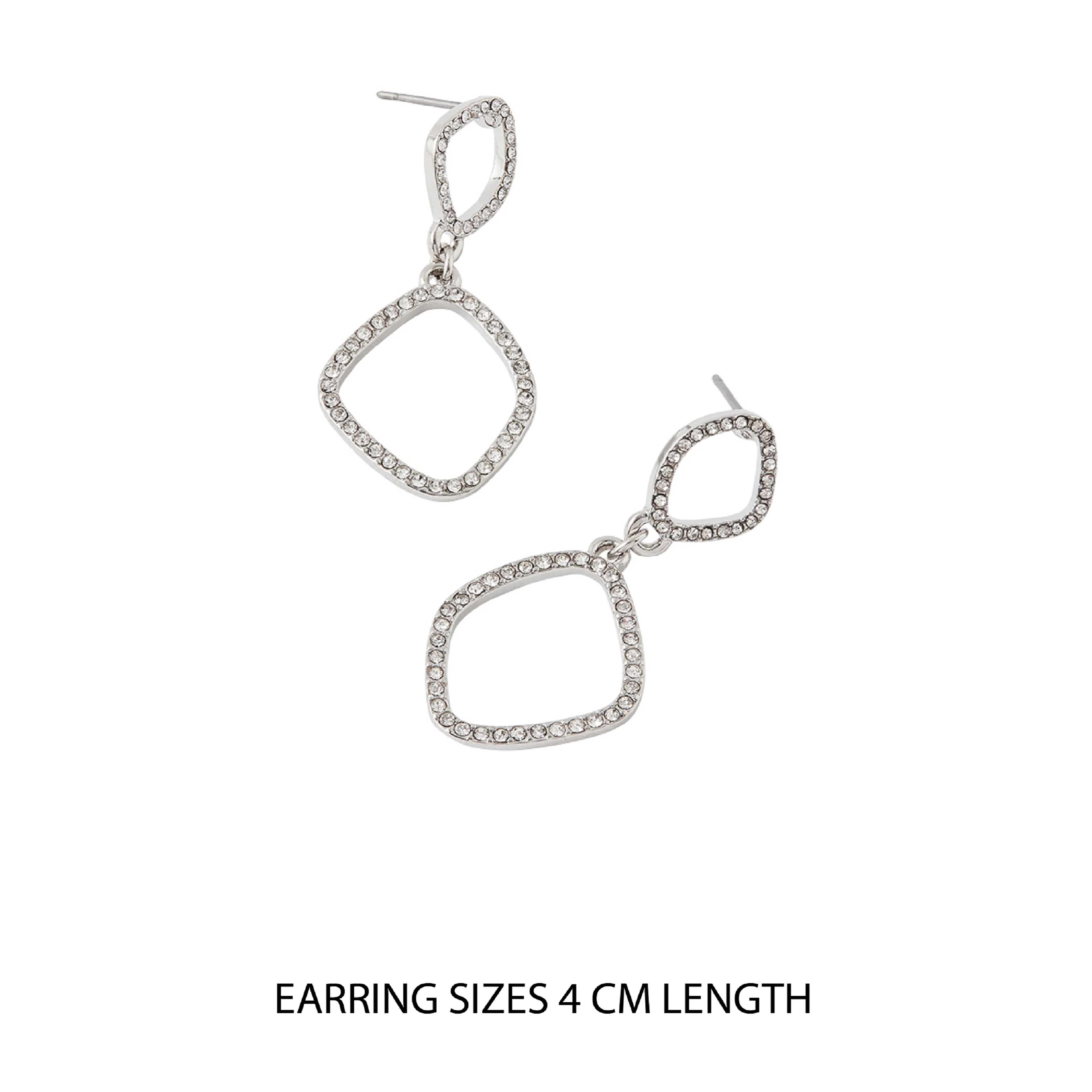 Accessorize London Women's Silver Pave Organic Short Drops Earring