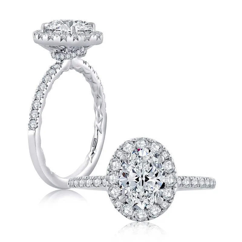 A.Jaffe Engagement Rings Oval Halo Engagement Ring with Belted Gallery Detail ME2168Q/260B