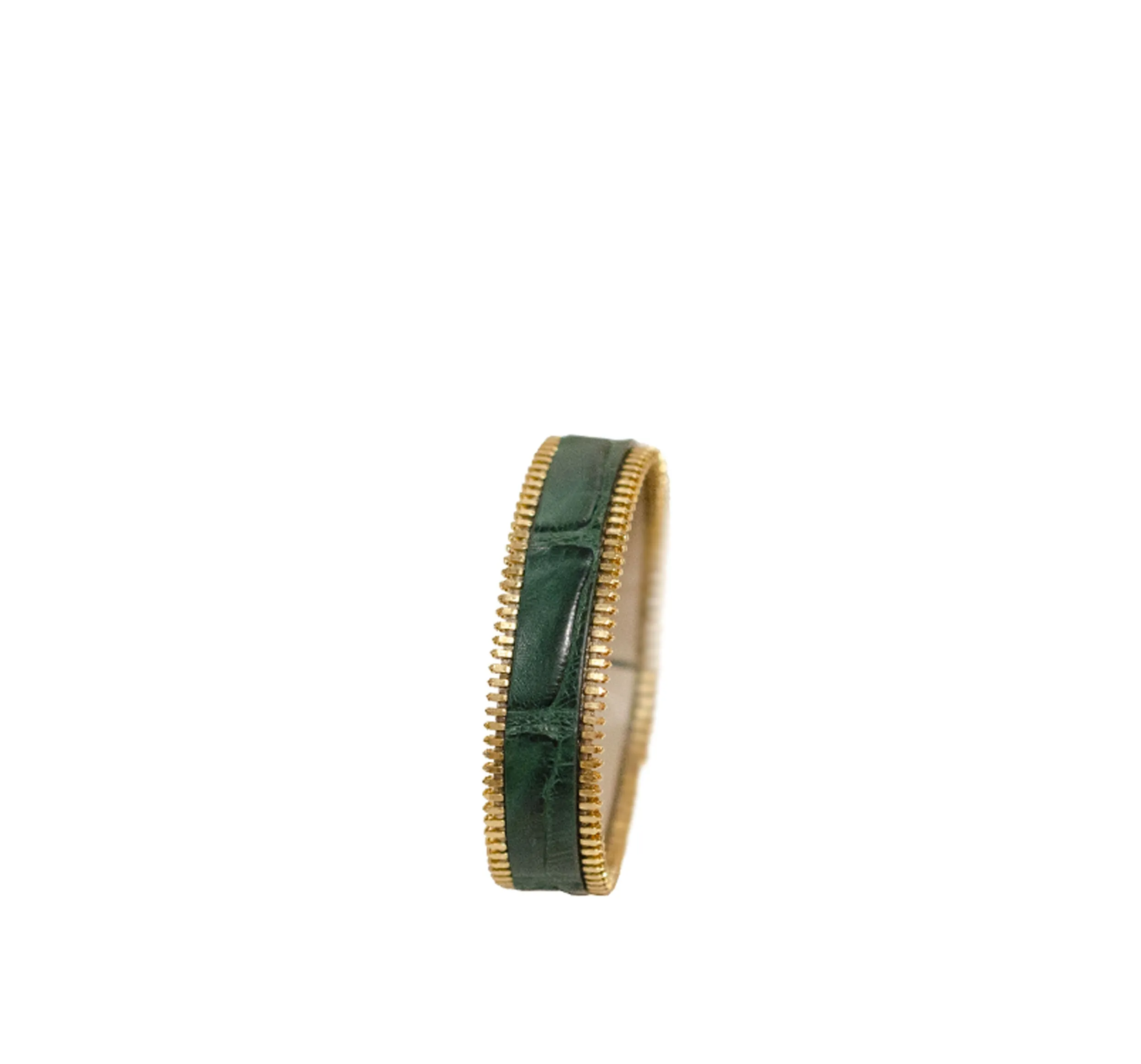 Alligator Zip Miss Bracelet - Green   Gold