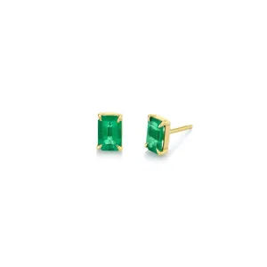 Baby Emerald Cut Colombian Emerald Studs