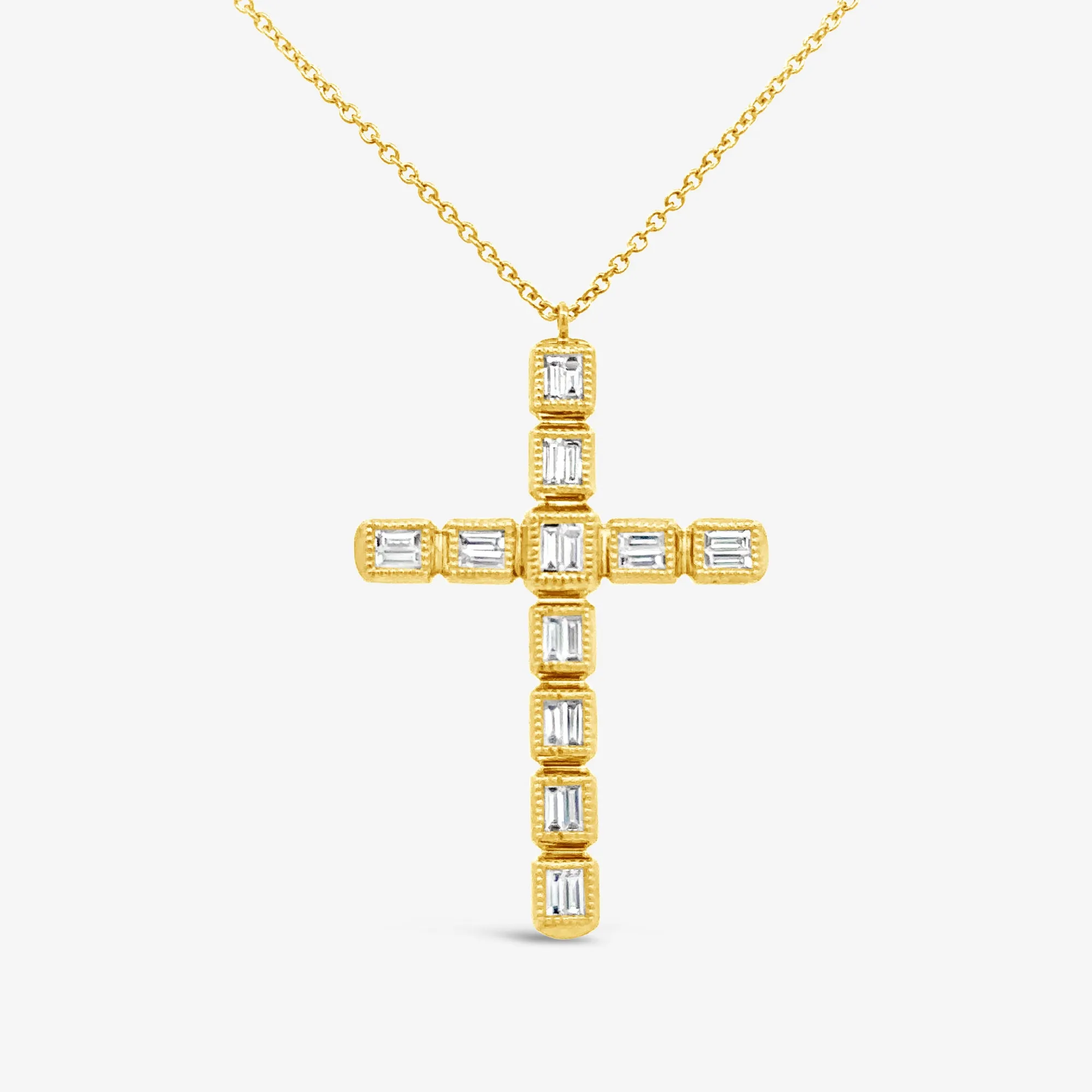 Baguette Diamond Cross Necklace