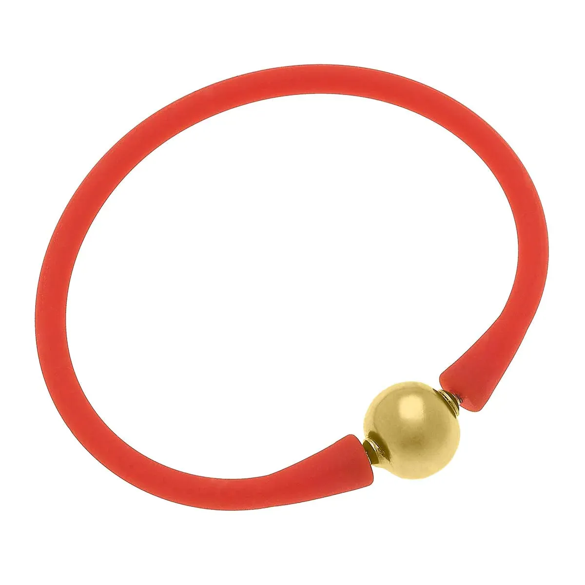 Bali 24K Gold Plated Ball Bead Silicone Bracelet in Orange